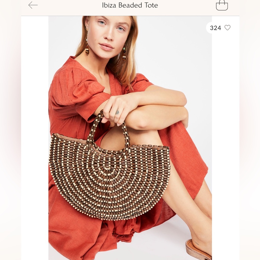 NWOT Free People Brown and Cream Woven Tote